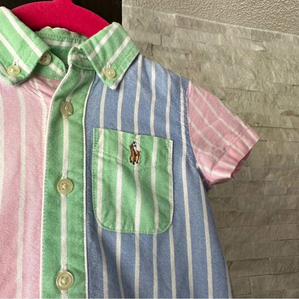 Ralph Lauren Pastel Multicolor Oxford Stripe Shirtall Size 3 Month